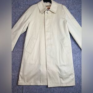 Vintage Harbor Master Trench Coat Men Size 40R Beige Wool Collared Button Front